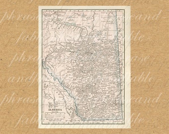 Map Of Alberta From The 1900s Canada Vintage Old Map Ancient Printable Digital 357 Prairies Province Calgary Edmonton