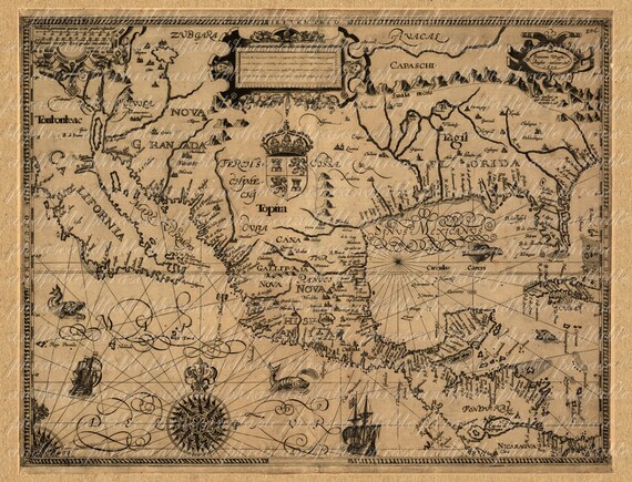アンティーク　1800年代中央アメリカの地図 1600年代の中央アメリカの地図 190 古代ヴィンテージ デジタル