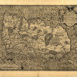 Karte von Irland aus dem 1500 s 035 alte antike Kartographie erkunden Segeln-Jahrgang digitale Bild-Download