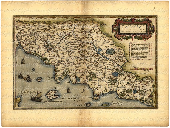 Map of Tuscany From the 1500s 109 Map Vintage Digital