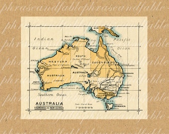 Map Of Australia 362 Down Under Travel Vacation Adventure Island Oz Cartography Old World Ancient Kangaroo History