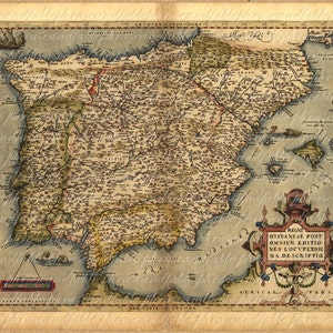 Karte von Spanien aus dem 1500 s 042 Madrid Altweltgeier Kartographie Abenteuerreisen Jahrgang alten digitalen Download Bildübertragung ClipArt