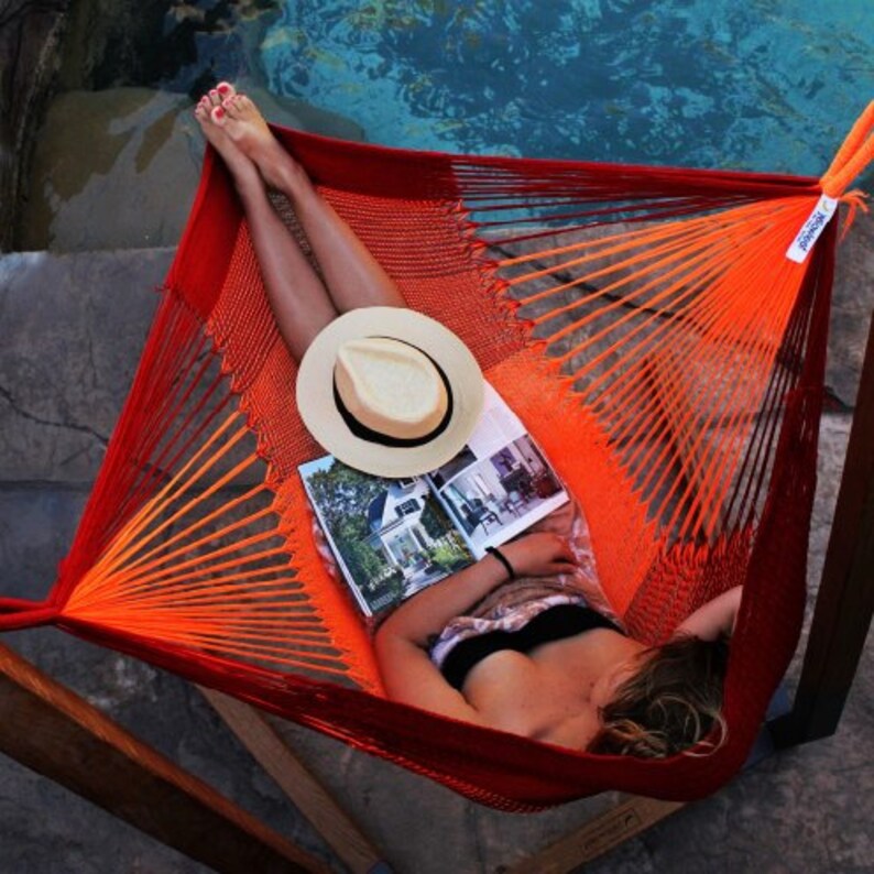 Sedona Hanging Chair Hammock: Orange & Red Stripe by Yellow Leaf with Free Shipping image 4