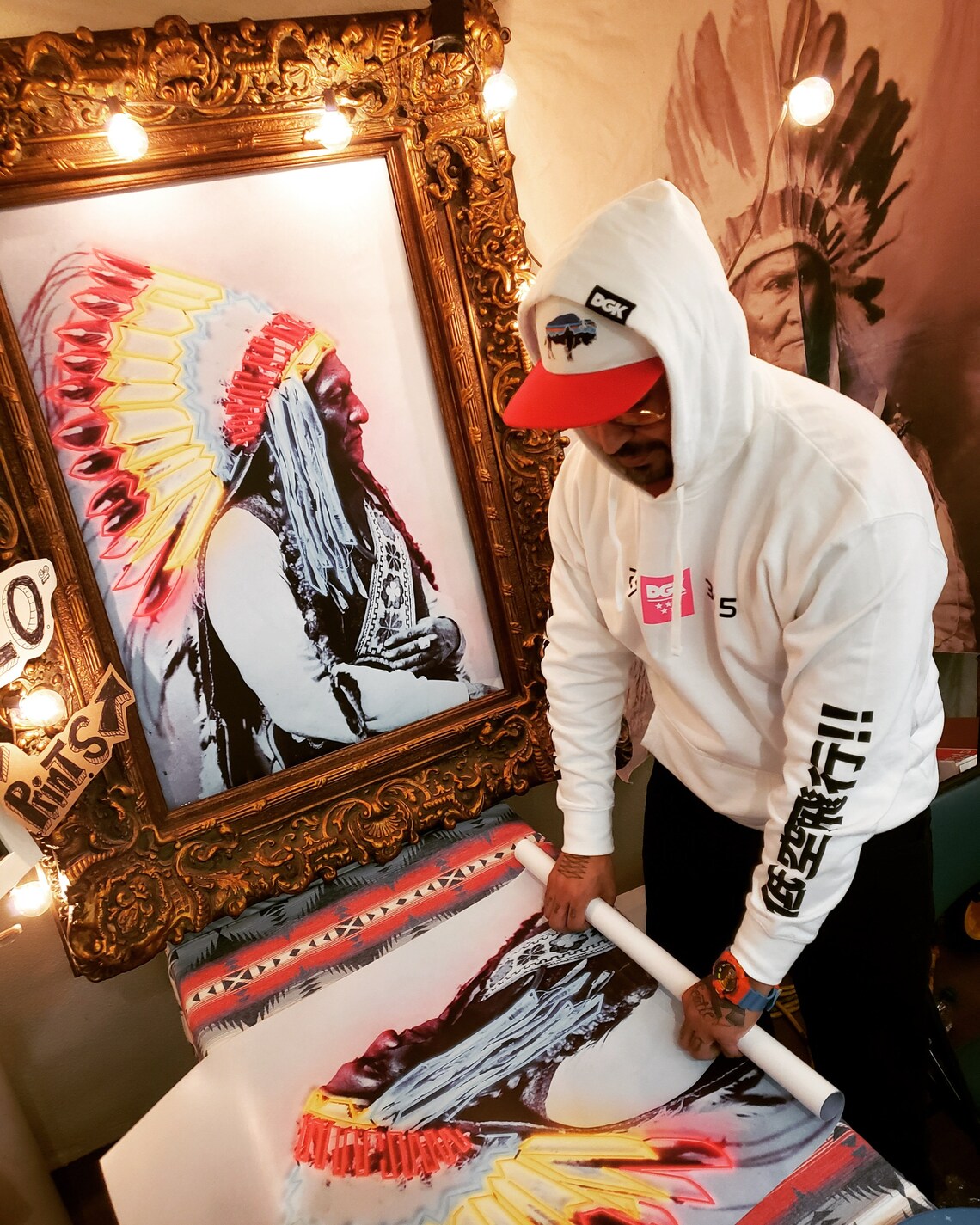 Neon Headdress Sitting Bull Poster/Print Etsy