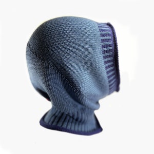 Hat with Scarf, knitted from poor Wool Merino Blue