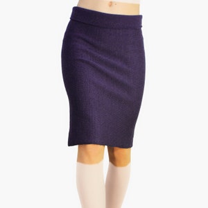 Knitted Pencil Skirt from soft Wool Aubergine