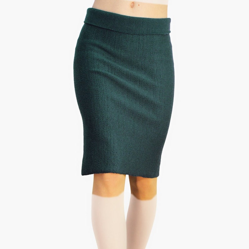 Knitted Pencil Skirt from soft Wool Petrol