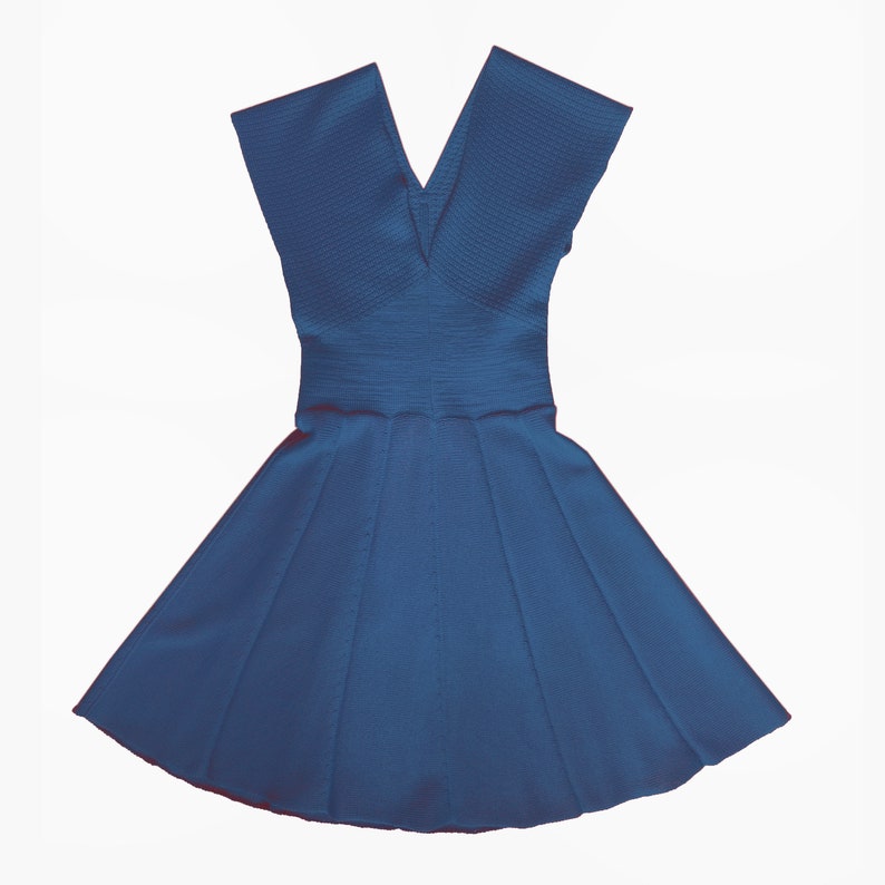 Knitted dress 100% virgin wool Merino/Mulesingfree Blue