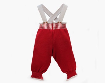 Babyhose Salopettes aus feiner Wolle (Merino) gestrickt