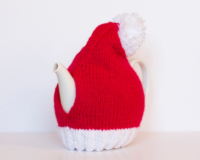 PDF Knitting Pattern Santa Hat Tea Cozy DIY Knit Tea Cosy Etsy