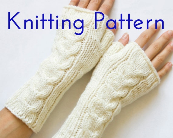 Pdf Knitting Pattern Cabled Fingerless Gloves Cabled Fingerless Mittens Arm Warmers Aran Worsted Weight