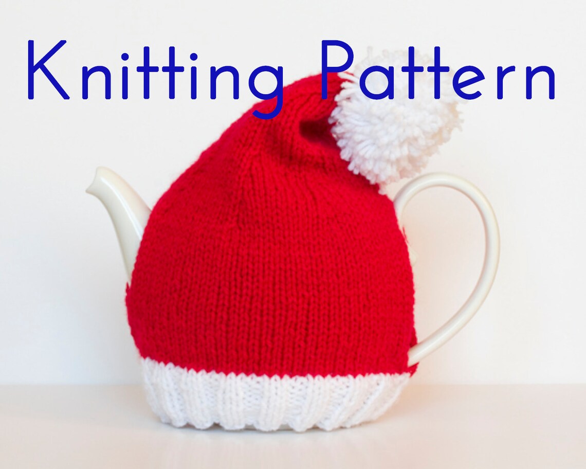 PDF Knitting Pattern Santa Hat Tea Cozy DIY Knit Tea Cosy Etsy