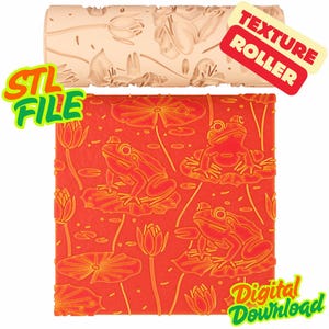 Frogs and Lilypads Texture Roller STL Engraved Stamp for Clay, Pottery, Fondant (Digital Download)