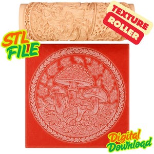 Mushroom Garden Texture Roller STL File – Forest Clay Tool for Pottery & Ceramics