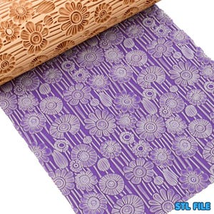 File STL del rullo per texture Meadow Bloom – Motivo floreale di fiori selvatici senza soluzione di continuità (download digitale)