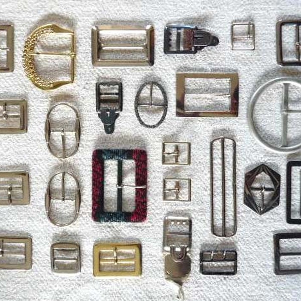 Vintage COLLECTION of 18 BUCKLES and 8 CLASPS, Metal.