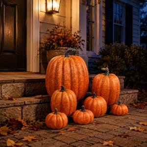 7-delige set kunstmatige pompoenen, oranje herfsttafeldecoratie, Halloween- en Thanksgiving-centerpiece