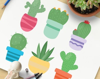 Cactus Clip Art, Cute Succulent, Cacti, Cactii, Mexican, Desert Clipart Graphics - Commercial & Personal - INSTANT DOWNLOAD!