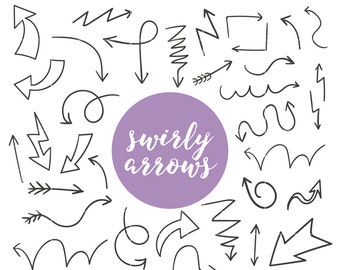 Arrow Clip Art, Digital Arrow clipart, Scrapbook Supplies, cute, swirl, hand drawn, arrow clipart - Commercial & Personal - Instant Download