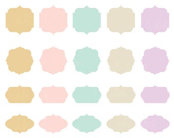 Pastel Frames Clip Art Set - Ribbons, Wedding, Badges, Clipart Banners, Frames, Labels, Clipart Personal Commercial Use  - INSTANT DOWNLOAD!