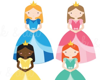 Princess Clip art, Fairy Princess Queen clipart, girls, cute, sweet, kingdom, fairytale, party - Commercial & Personal - Instant Download