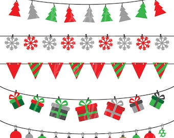 Christmas Banner Clip art, bunting clipart, Holidays, Festive Banner, Xmas - Commercial & Personal - Instant Download