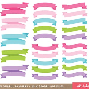 Banners Clip Art Set - Ribbons, Wedding, Flags, Clipart Banners, Frames, Ribbon ClipartPersonal Commercial Use  - INSTANT DOWNLOAD!