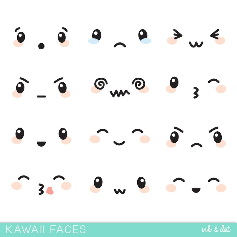 Kawaii Faces Clip Art Cute Face Expressions Japanese Anime Kawaii Faces Clip Art Cute Face Expressions Japanese Anime