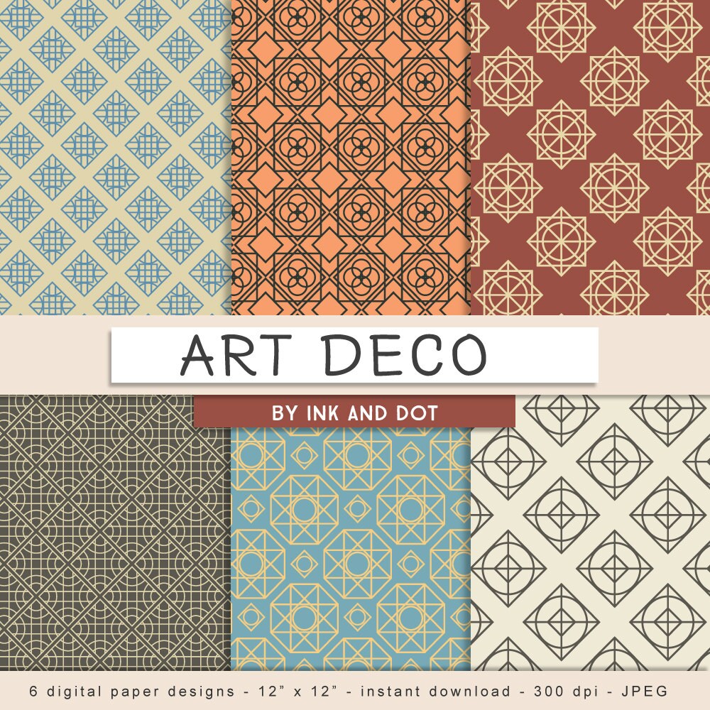 Art Deco Digital Paper Scrapbooking Papers Patterned Paper Etsy
