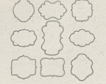 Frames Vintage Hand Drawn Clipart, Digital Label Frames Clip Art, Labels, Tags, Border, Vintage - Commercial & Personal - Instant Download