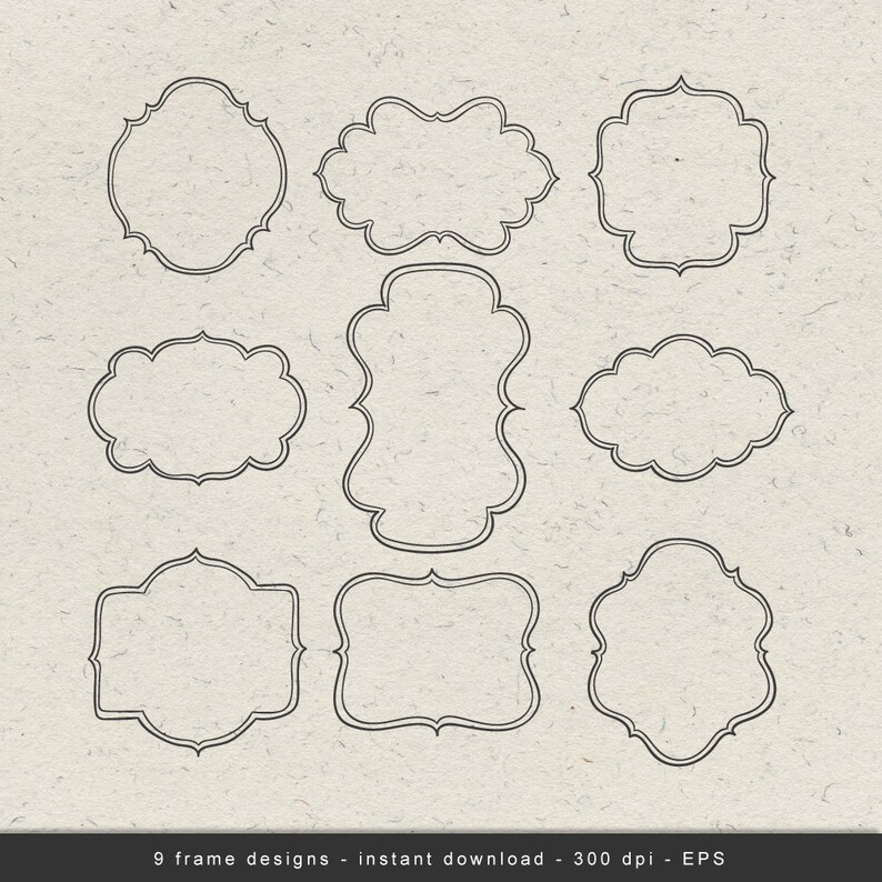 Labels Commercial /& Personal Frames Vintage Hand Drawn Clipart Border Vintage Digital Label Frames Clip Art Instant Download Tags