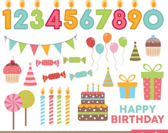 Happy Birthday Clip art, Birthday clipart, Scrapbook Supplies, Birthday Cake Graphic, Invitation, Invitation, Bday - Instant Download