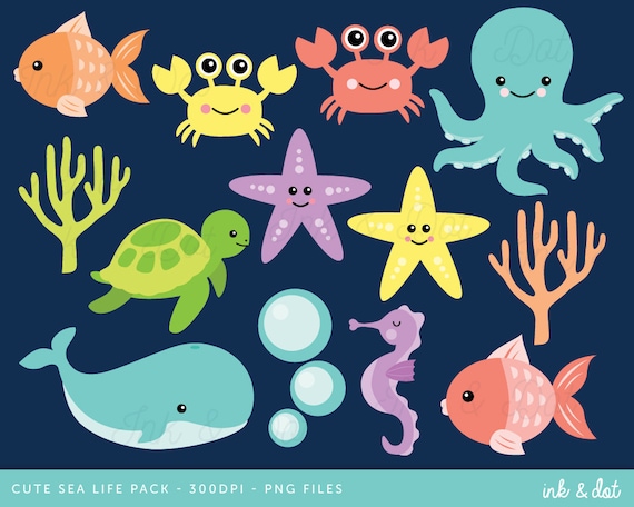 Ocean Clip Art, Nautical Clipart, Sea Life Clipart, Whale Clipart, Ocean  Party, Summer Clipart, Sea, Turtle, Beach Clipart Instant Download