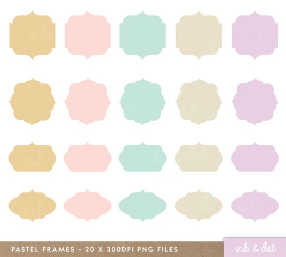 Pastel Frames Clip Art Set Ribbons Wedding Badges Clipart Etsy