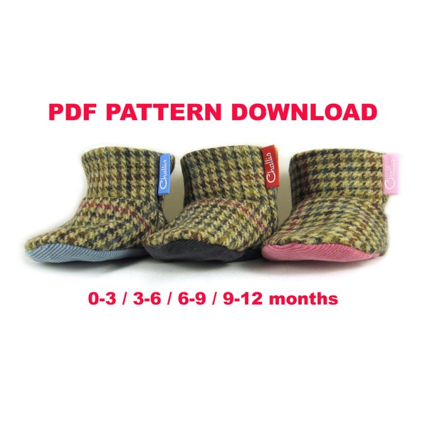 Baby Booties Sewing Pattern & Tutorial. 0-3 / 3-6 / 6-9 / 9-12 months. Stay on Lined Fabric Baby Boots