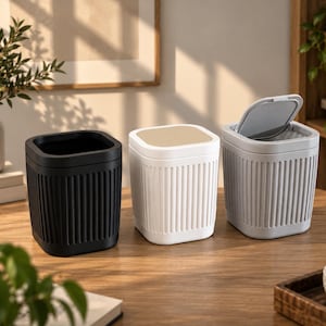 Mini papelera de escritorio, pequeño contenedor de basura con tapa, papelera de escritorio, papelera de baño, organizador de escritorio de oficina, decoración impresa en 3D