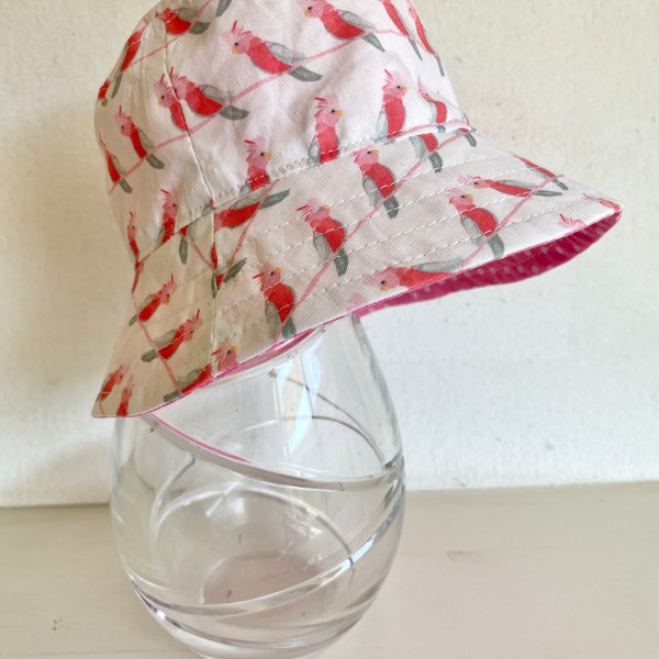 Girls hat in sweet galah fabric- summer hat, bucket hat