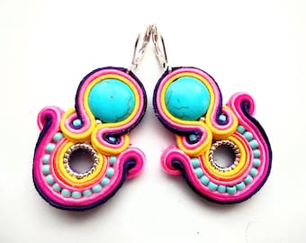 Boucles d'oreilles-soutache-soutache boucles d'oreilles Neony