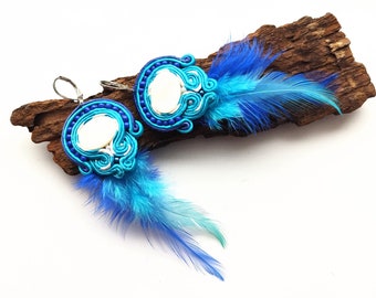 Kolczyki sutasz Turquoise Feathers