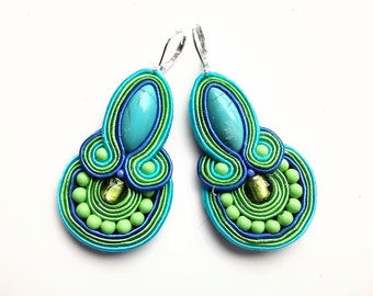 Boucles d'oreilles-soutache-soutache boucles d'oreilles Green Apple