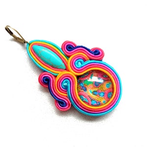 Earrings, soutache earrings, hand embroidered, colorful, gift for woman Paisley image 5