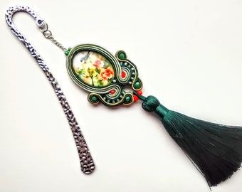 Bookmark, soutache bookmark, soutache art, hand embroidered, bird, gift for mom, book accessories Birds