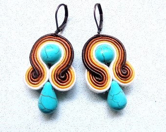 Boucles d'oreilles, boucles d'oreilles soutache, bijoux soutache, cadeau pour femme, boucles d'oreilles brodées, bijoux brodés main Toffi