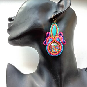 Earrings, soutache earrings, hand embroidered, colorful, gift for woman Paisley image 4