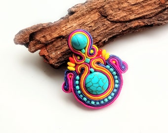 Gift Ideas -  brooch-soutache brooch-boho style-soutache-ethnic-Bahamas