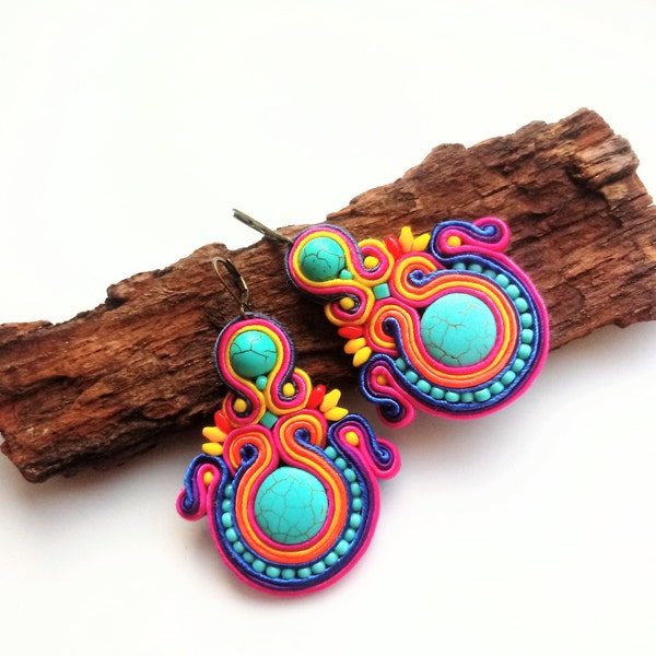 Boucles d'oreilles soutache Caribbean