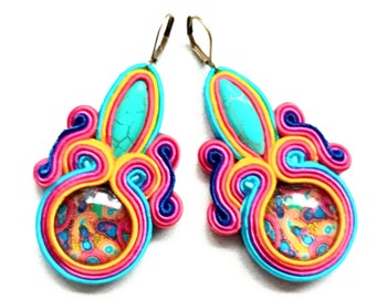 Oorbellen soutache colorful Paisley