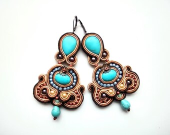 earrings, soutache earrings, hand embroidered, gift for woman Lanzarote