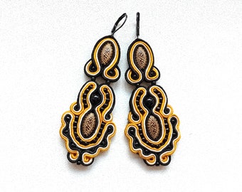 Earrings, soutache earrings, hand embroidered, gift for her Slender