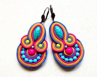 Boucles d'oreilles-soutache-soutache boucles d'oreilles Colorful